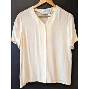 Sax Fifth Ave. Silk Ivory Short Sleeve Blouse